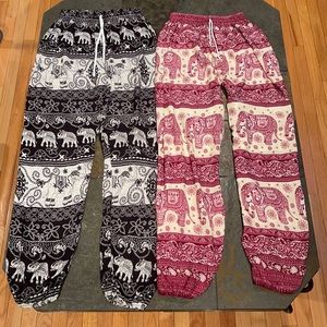 Thailand Elephant Pants Black & Maroon Bundle